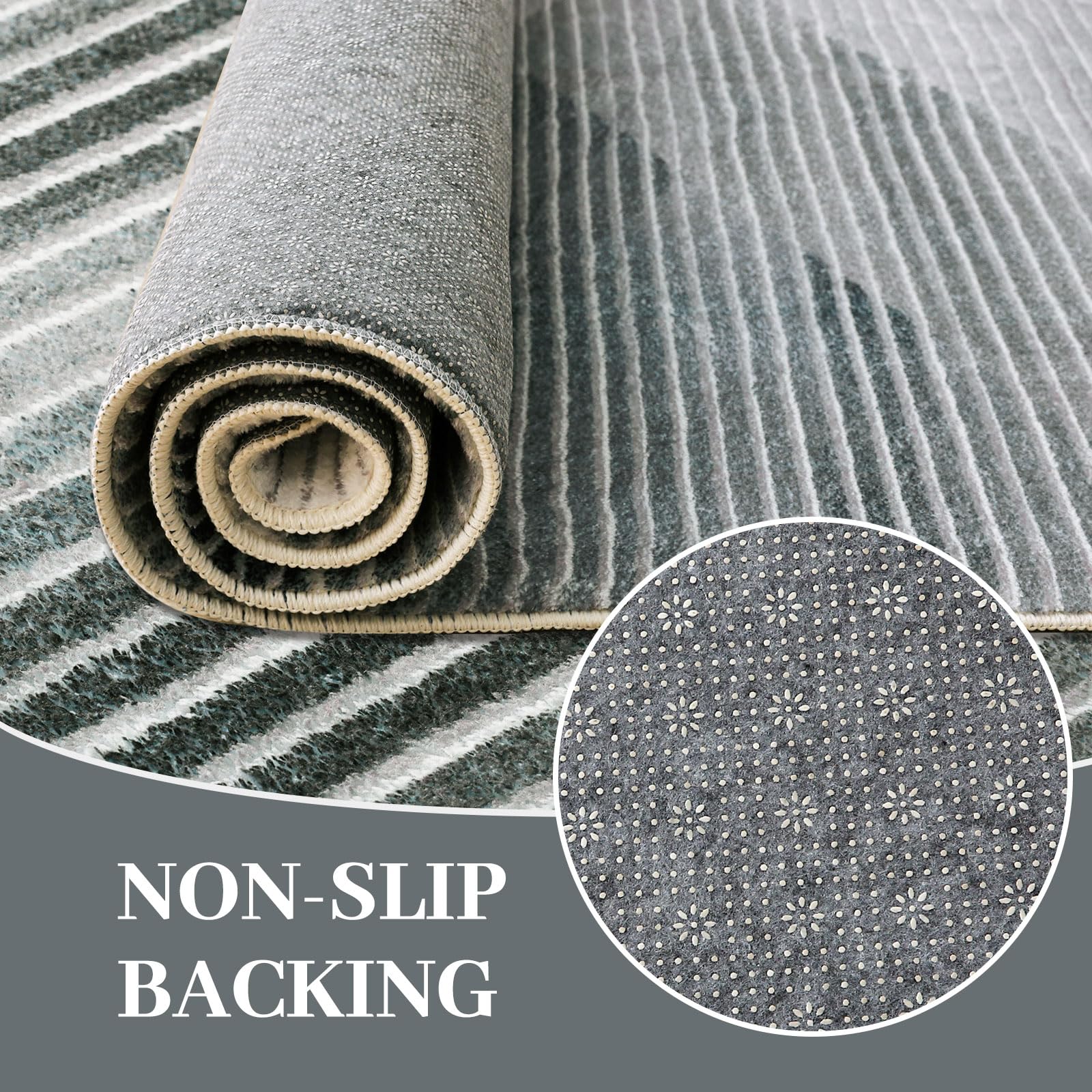 ASIinnsy Vloerkleden voor woonkamer, modern, laagpolig abstract tapijt, antislip, zachte vloerkleden voor slaapkamer, grote woonkamertapijt, woondecoratie (geometrisch grijs-wit, 160 x 200 cm