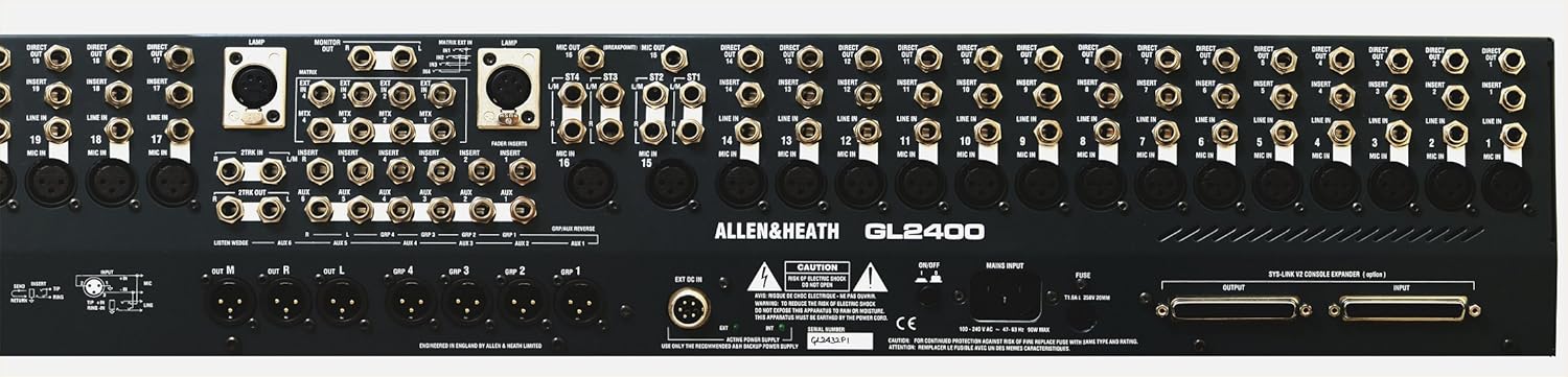 Allen & Heath GL2400/16 Professional Mixer Rear Panel