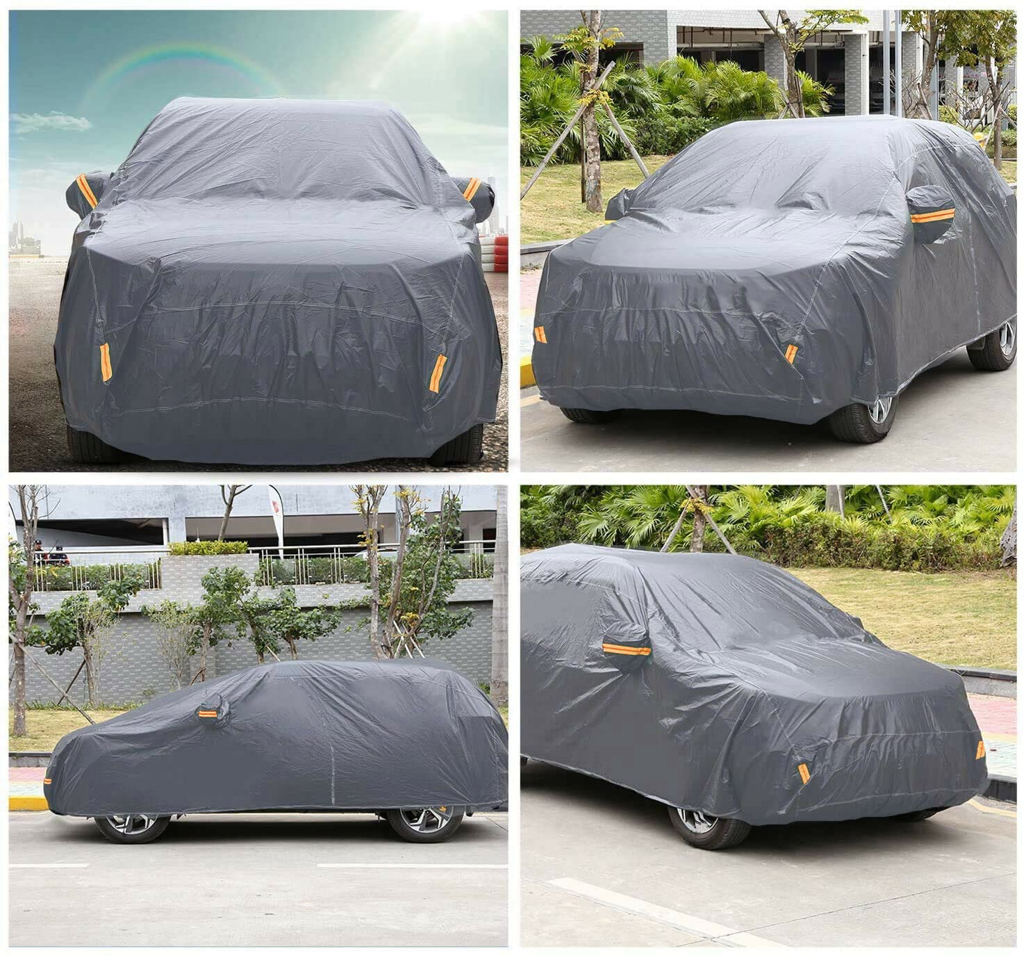 Telo Auto Suv Copriauto Felpato Impermeabile Zip E Rifrangenti S:406x165x130cm
