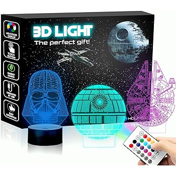 Star Wars Lamp Set of 3 - Death Star 3D Light Awesome Gift for Star Wars Fans 75159 (MT471) Starwars Gifts
