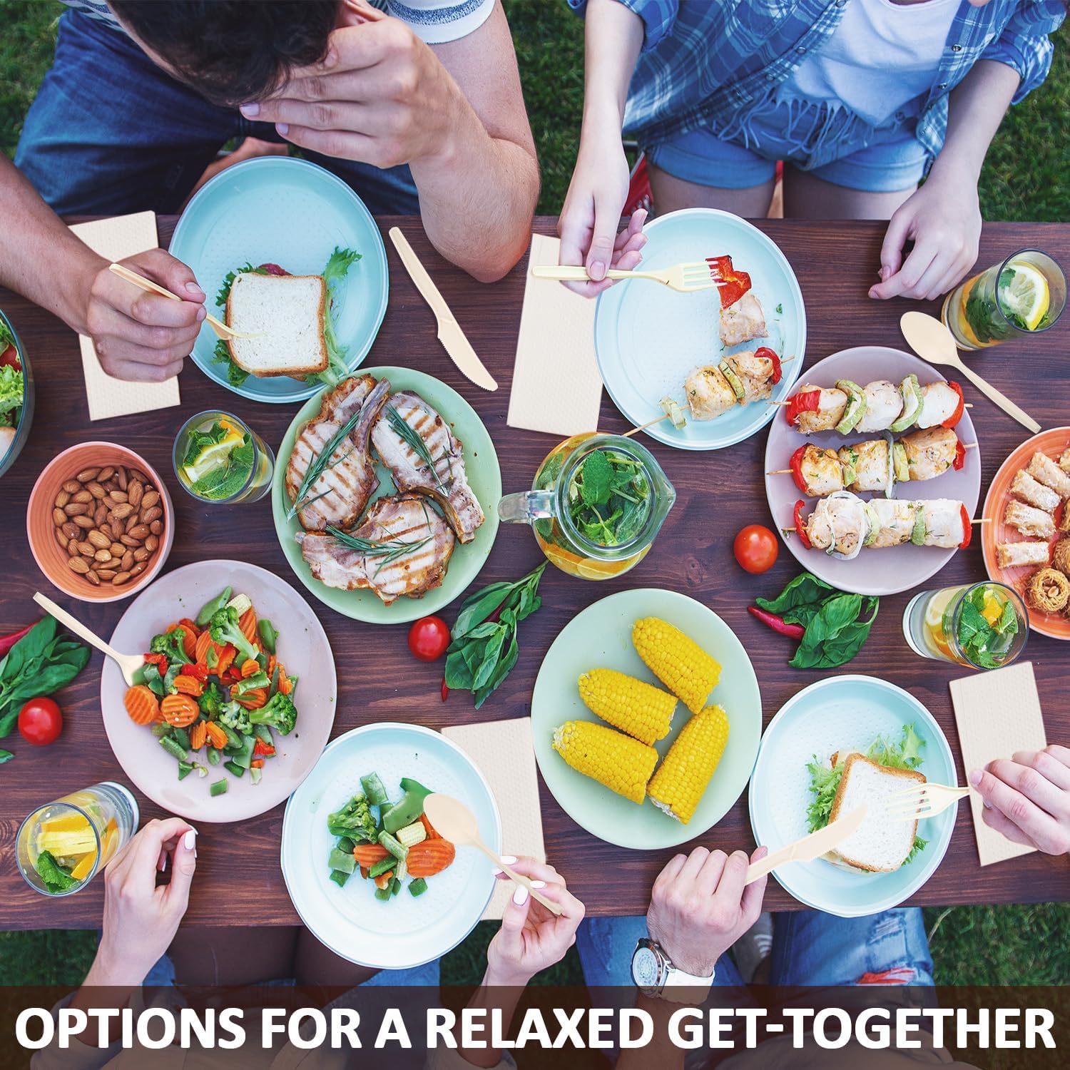 Remerry 1200 Pcs Compostable Cutlery Set Plastic Forks Spoons Knives with Napkin 300 Sets White Disposable Individually Wrapped Utensils 6.5 Knife 7 Fork 7 Spoon Kits for Party Supplies Restaurant