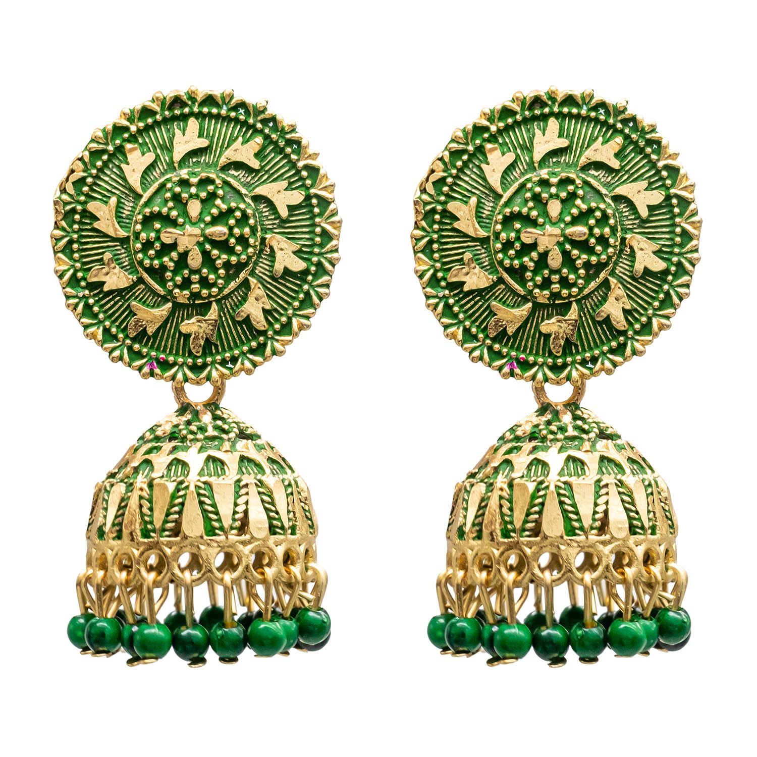Shining Jewel Traditional Indian Gold Plated Green With CZ, Crystal Studded Jhumka Earring For Women-Green (SJE_82_G) (B0CT3HWXKZ) Amazon Price History, Amazon Price Tracker