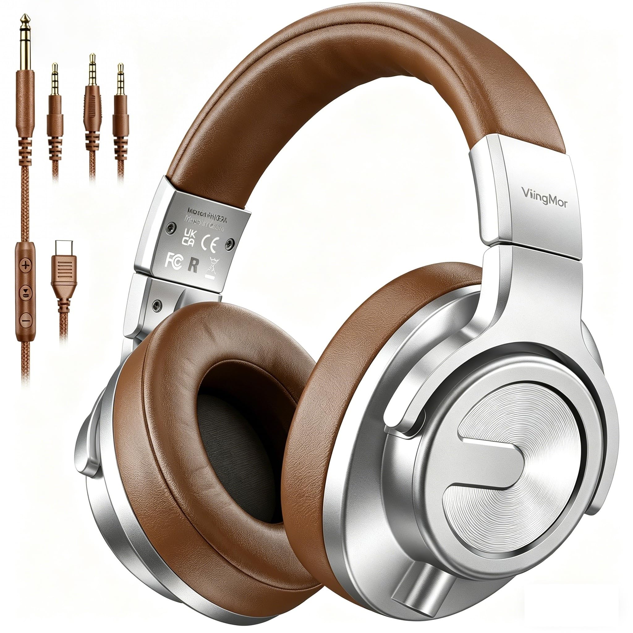 Auriculares USB C con cable, monitor de estudio y mezcla de DJ, auriculares profesionales con conector de 6,35 mm/3,5 mm/tipo C, auriculares para DJ, podcast, guitarra, AMP, piano, grabación