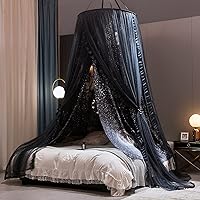 Kertnic Moon Galaxy Printed Dome Bed Canopy for Girls & Adults - Luxurious Princess Mosquito Net Curtains, Twin Queen King Fit