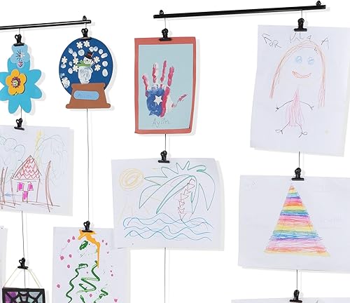Miniatura 3 de You Have Space WAJER - Kit para colgar cuadros con 24 clips magnéticos para fotos, polaroides, manualidades y obras de arte para niños, color negro