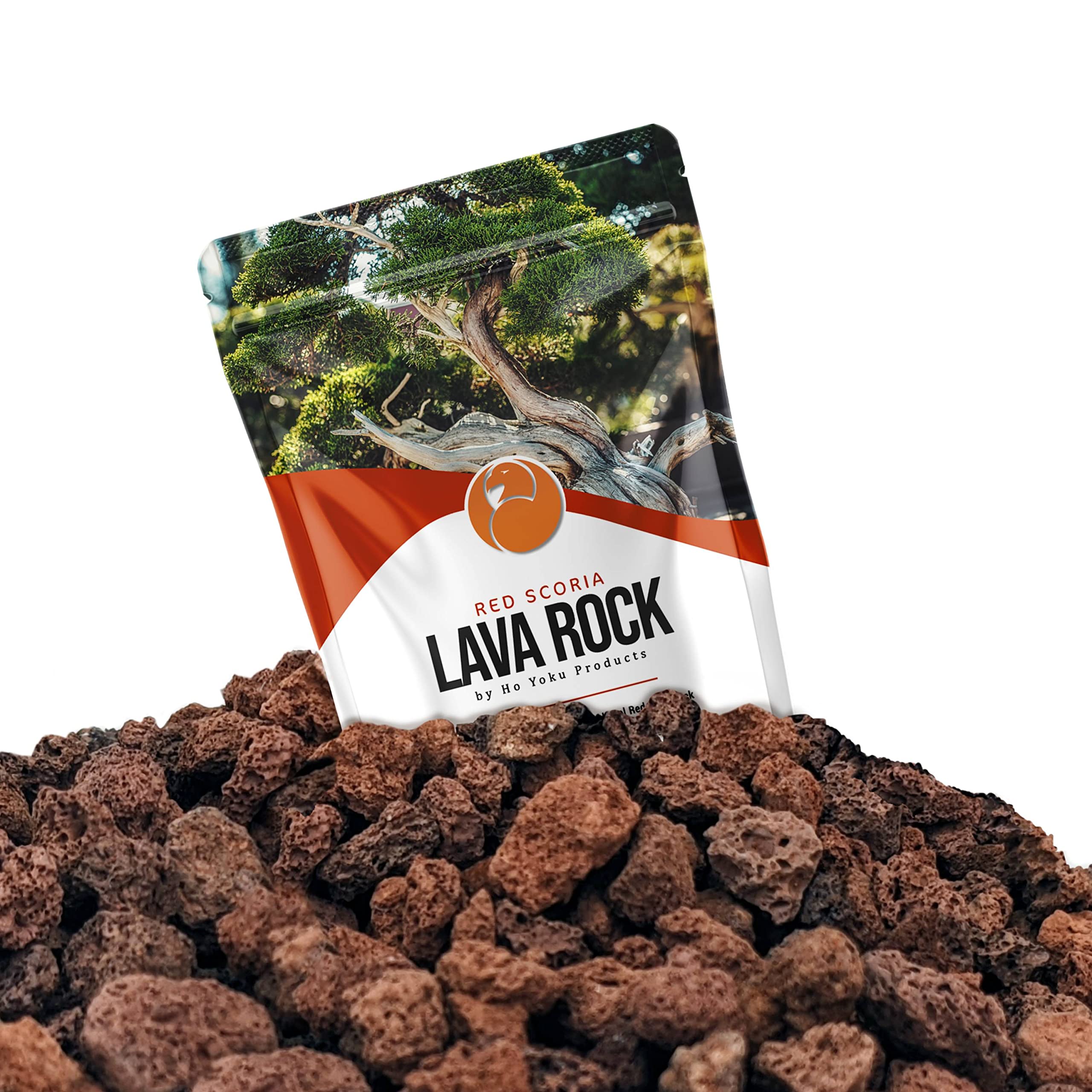 Ho Yoku Red Lava Rock for Plants - Premium Soil Additive for Bonsai Plants, Succulents, Cacti, Houseplants - Decorative and Water Retaining Use - Can Mix with Other Aggregates - 2.25 Quarts