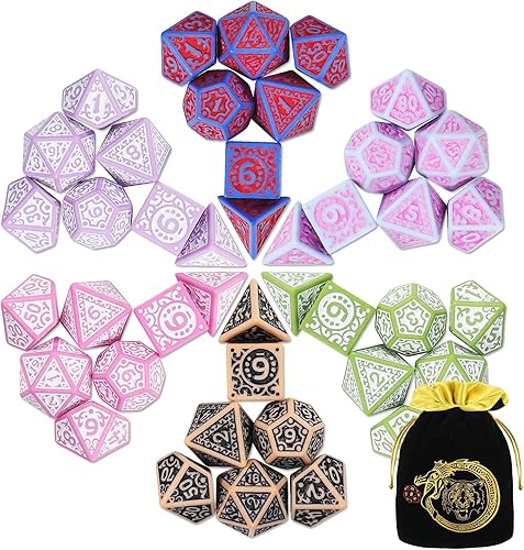 Vista 113 de CiaraQ Juego de dados poliédricos – Dados de juego de rol DND para juegos de mesa RPG de Calabozos y Dragones, multicolor, 70 piezas