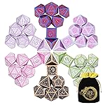 CiaraQ Polyhedral Dice Set - DND Role Playing Dice for Dungeons and Dragons RPG Table Games, Red/Pink/Black/Green/Purple, 42pcs