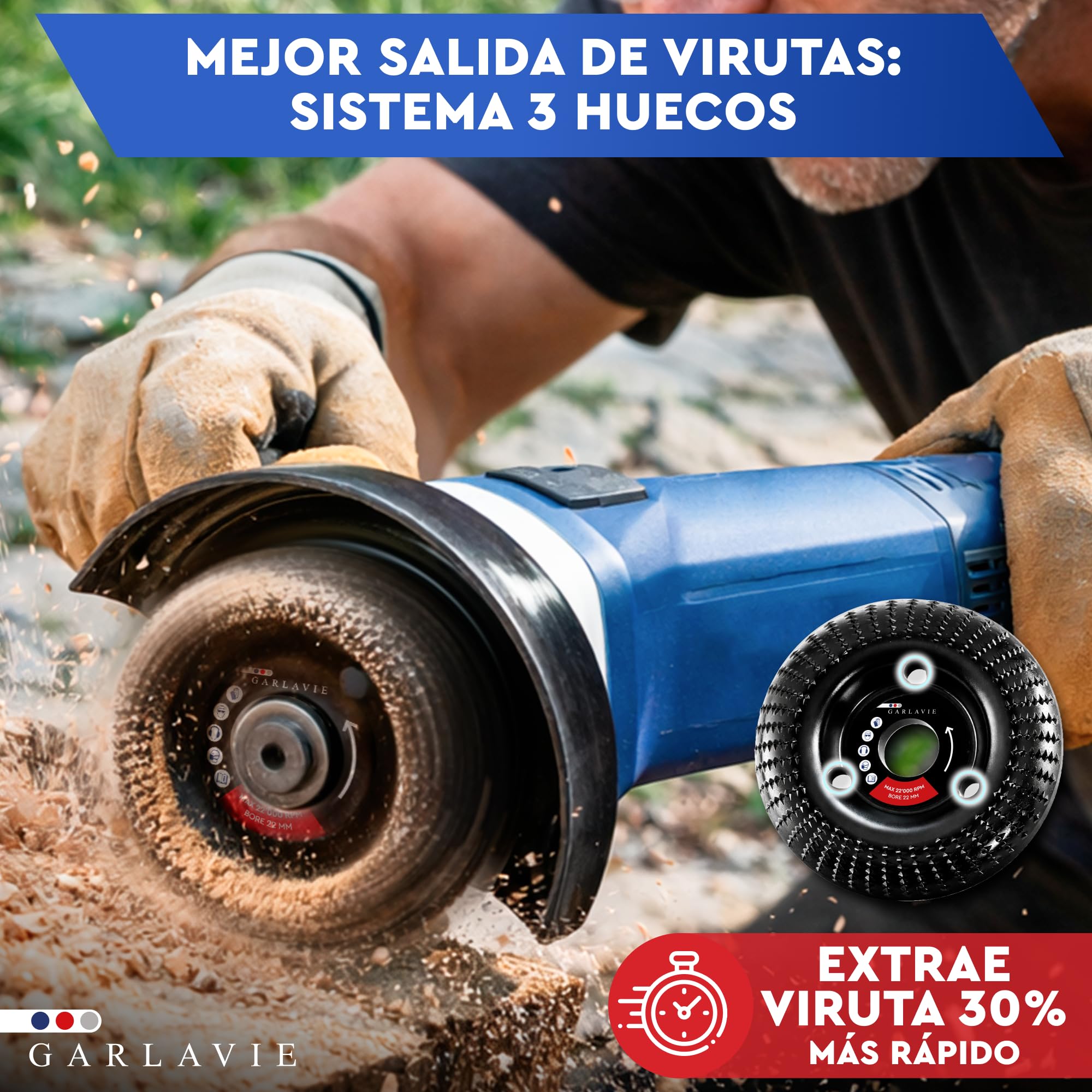 Profesional Disco Radial para Madera 115 mm – Set 4 Piezas para Amoladora Angular | Desbaste, Corte, Tallado y Fresa Raíces