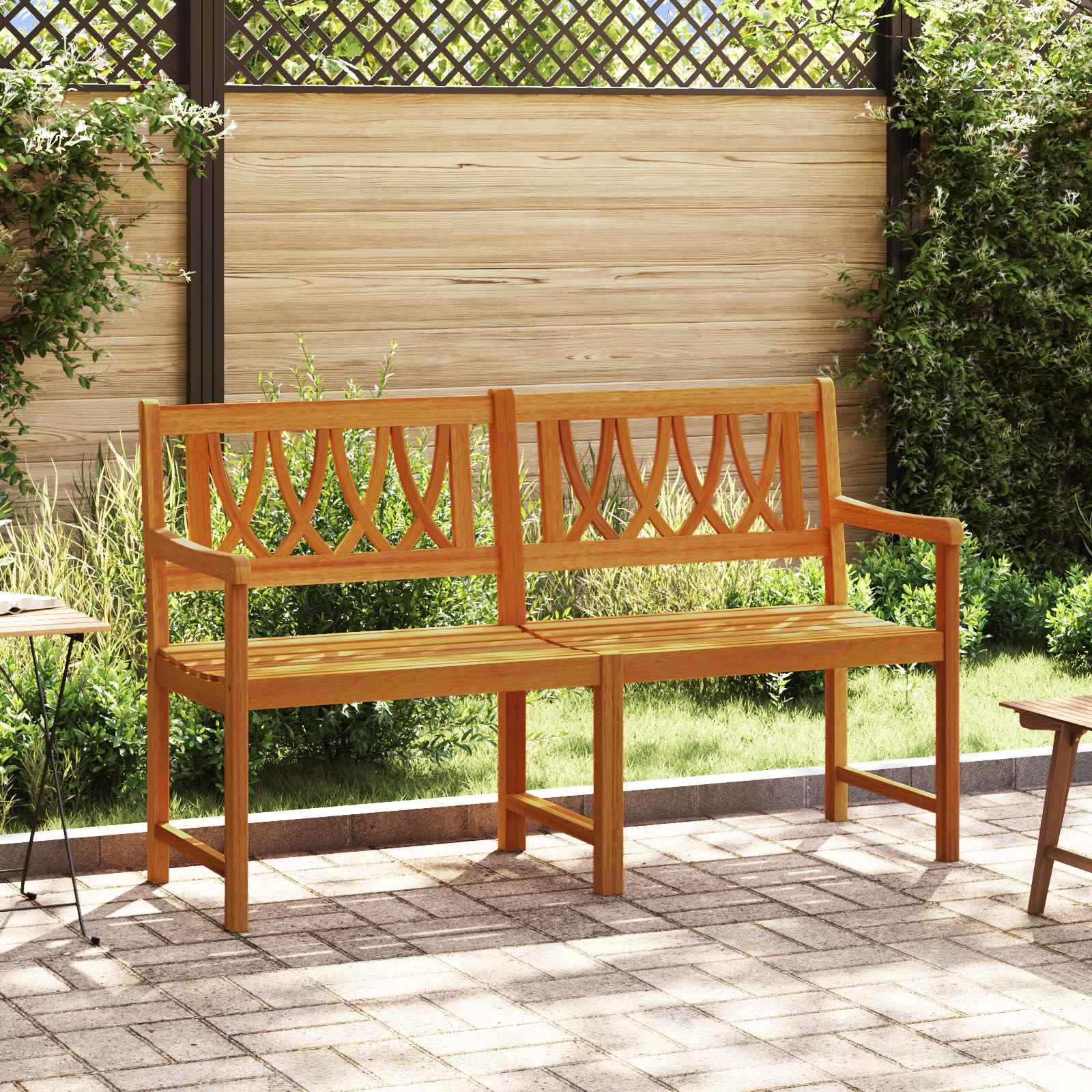 Banco de Exterior Natural 150 x 55,5 x 90 cm, Bancos de jardín, 17 kg-42028083