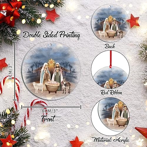 Miniatura 3 de Jesús es la razón Natividad Escena Adornos de Navidad Feliz Navidad Regalo cristiano Decoraciones de árbol de Navidad Temporadas Felicitación