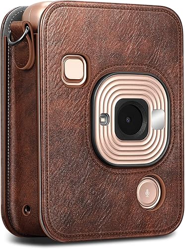 Miniatura 4 de Fintie Funda de transporte para cámara instantánea híbrida Fujifilm Instax Mini LiPlay - Funda portátil de cuero vegano premium con correa