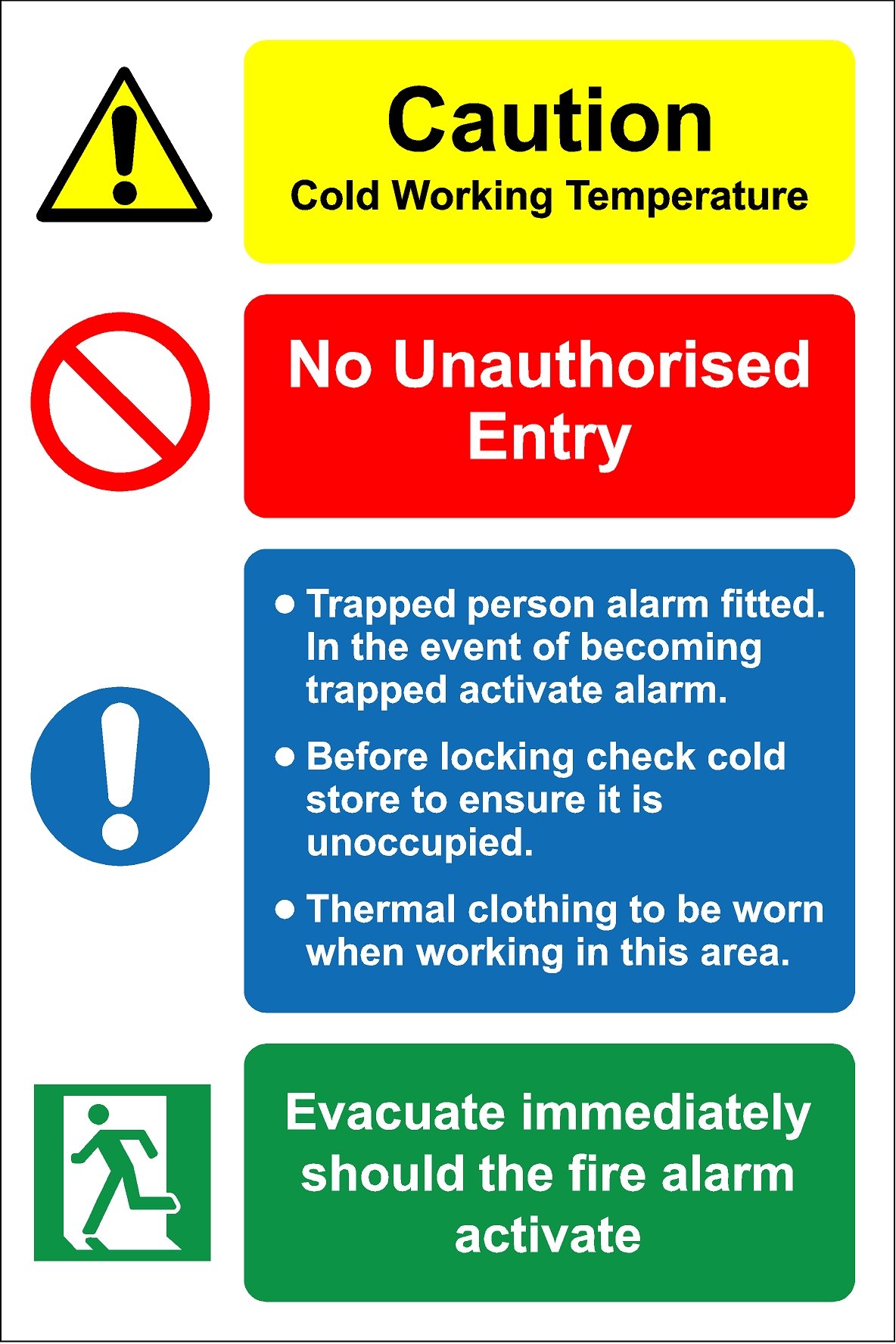 Caution cold working temperature Safety sign - Self adhesive vinyl 300mm x 200mm