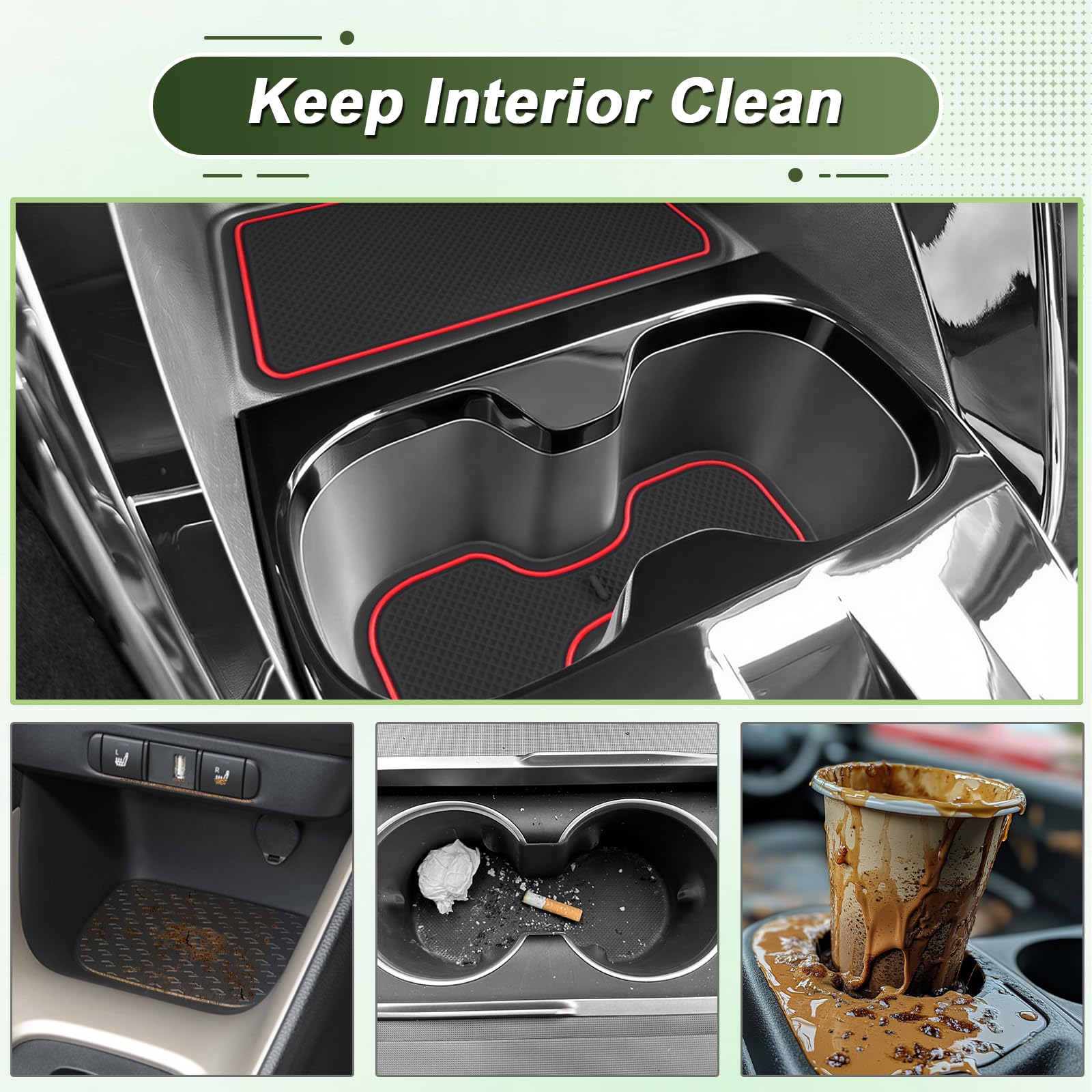 Compatibile con Nuovo Citroen C3 ë-C3 Aircross 2025 2026 2027 Tappetini Antiscivolo per Citroen C3 Aircross Hybrid Tappetini in Gomma per Console Centrale, Porta Bicchieri, Scanalatura Porta