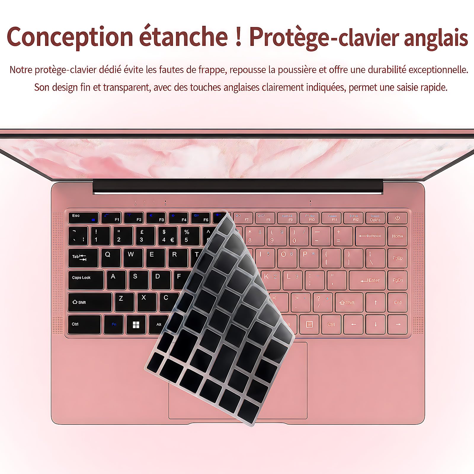 Ordinateur Portable 14 Pouces Léger, PC Portable Windows 11 Pro, Celeron J4105, 8 Go DDR4, Écran FHD IPS 1920x1080, WiFi 5G Bluetooth, Mini HDMI USB 3.0, Clavier AZERTY (Or Rose, 8+256G)