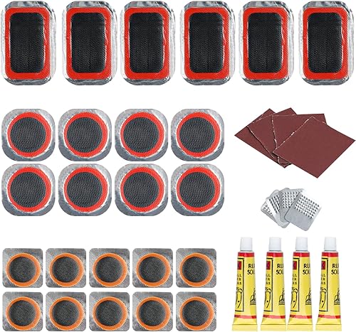 Kit de reparación de neumáticos de bicicleta, 25 piezas de parches de pinchazos de tubo interior de bicicleta, kit de reparación de parches de