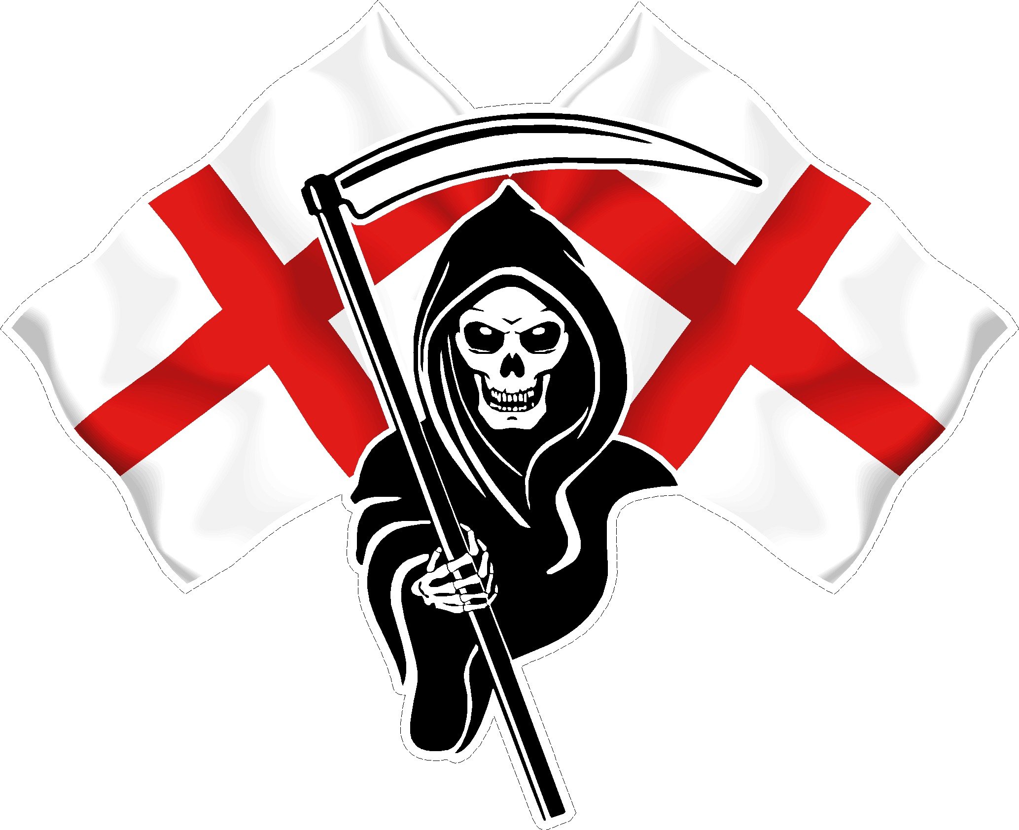 LightningSigns Racing Grim Reaper Skull England Flag Car Sticker #2 Small