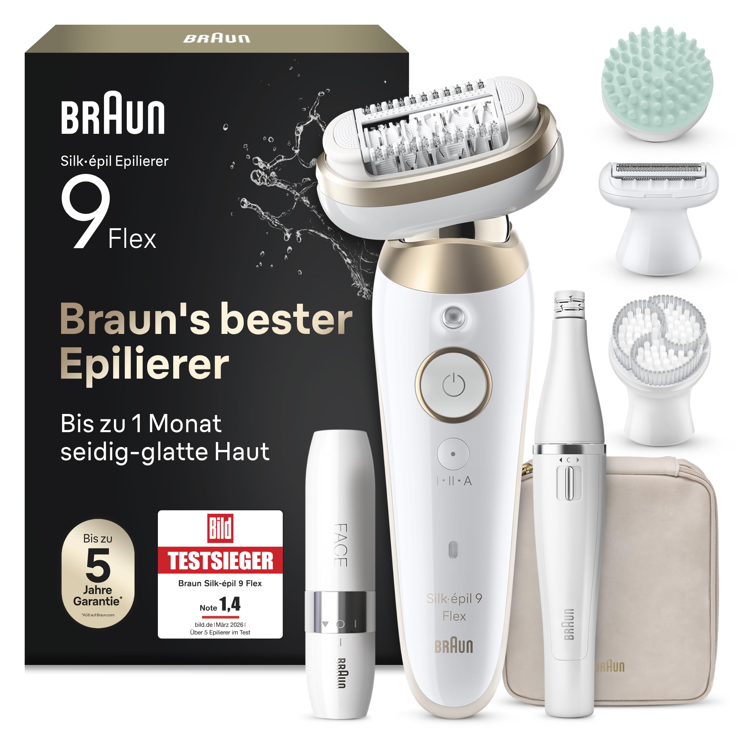 Braun Epilierer Damen Silk·épil 9 Flex SkinSpa, 9-681 3D, Wasserdicht, Gold