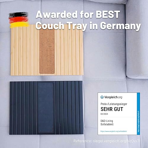 Miniatura 6 de D&D Living Bandeja de sofá  Organizador de reposabrazos flexible con almohadilla de corcho antideslizante  Bandeja de sofá con 18.5 x 13.4 pulgadas,