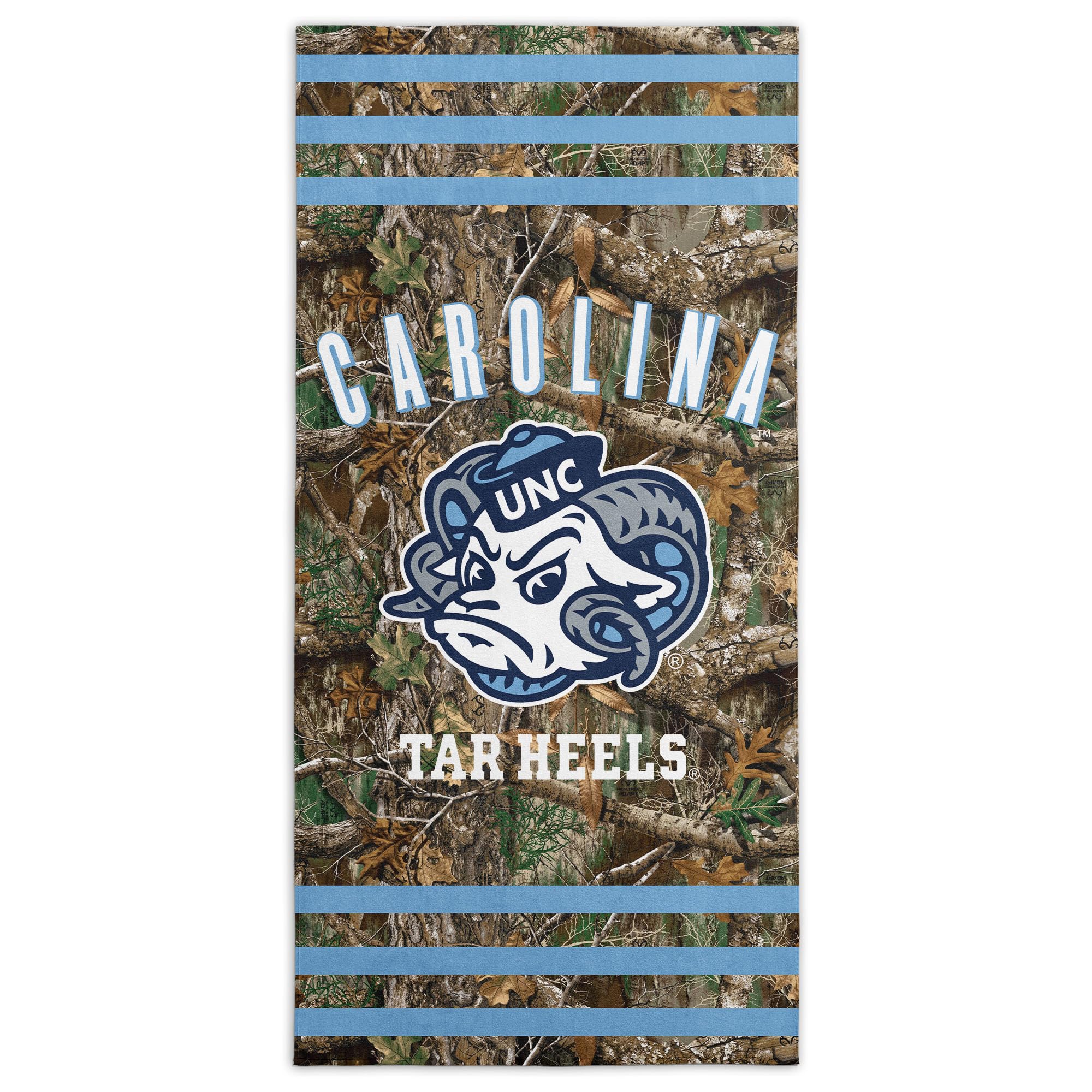 Northwest NCAA North Carolina Tar Heels Unisex-Adult Beach Towel, 30" x 60", Realtree Stripes
