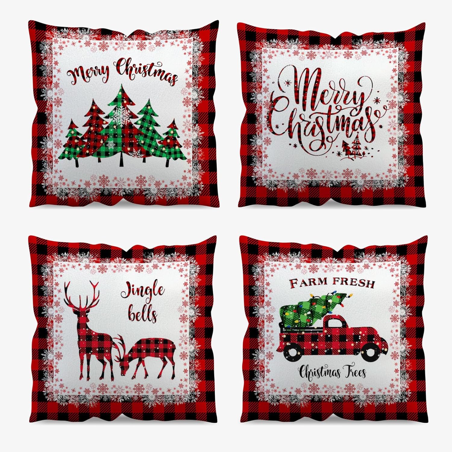 APROPHIC Red Christmas Throw Pillow Covers 18 X 18 Set of 4