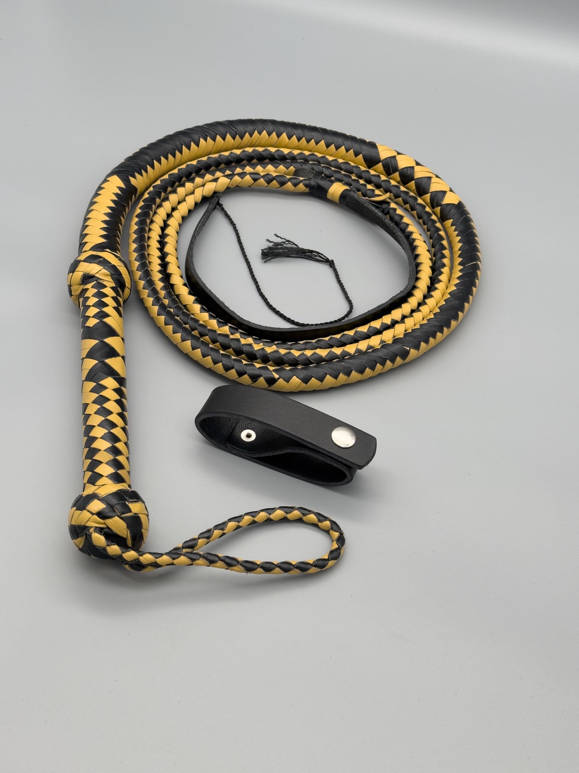 Generisch Bullwhip Fouet en cuir Beige/noir 8FT
