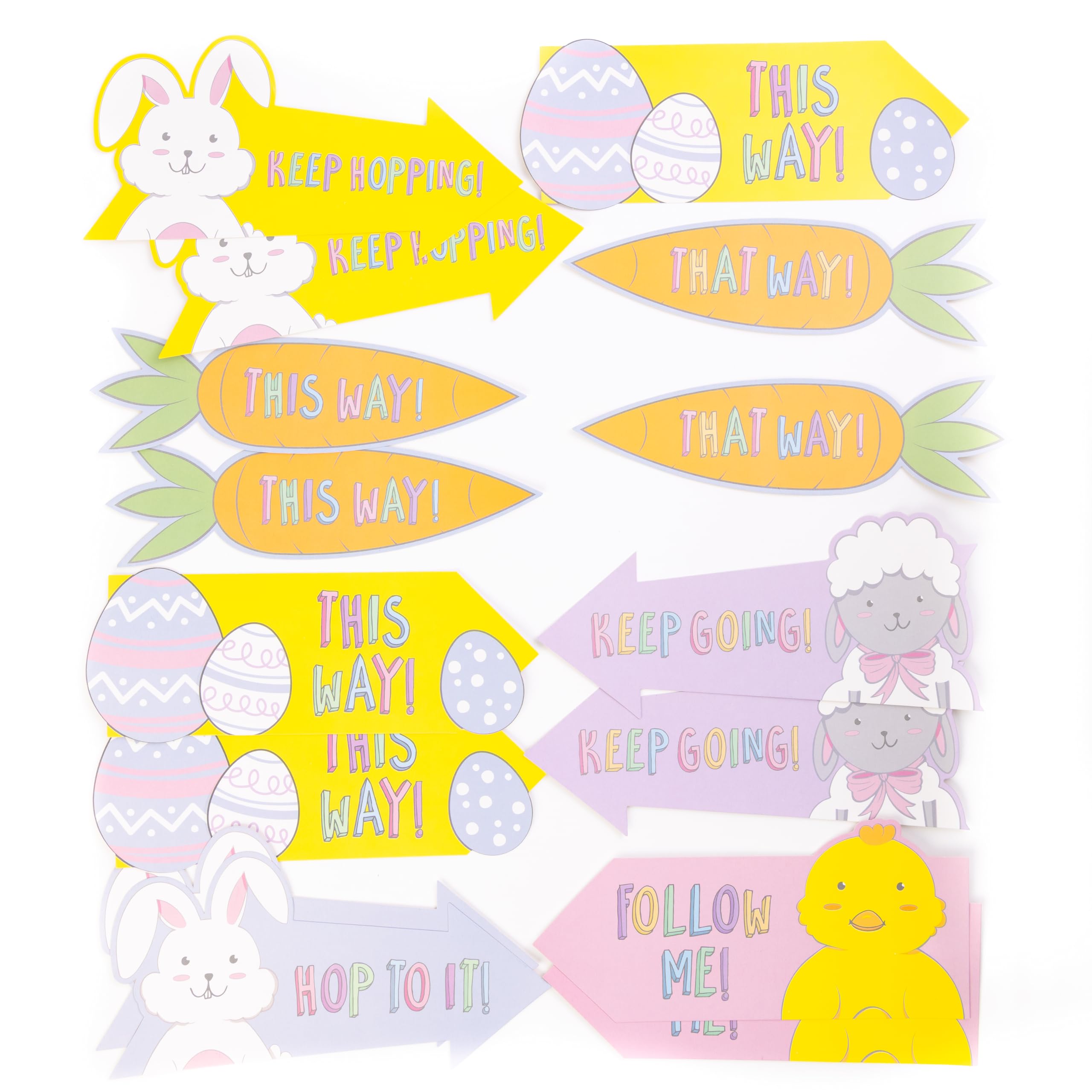 evelay Easter Egg Hunt Arrow Signs Pack of 15 | Colourful Trail Direction Signs | Reusable Easter Hunt Decorations for Children | Indoor & Outdoor Fun