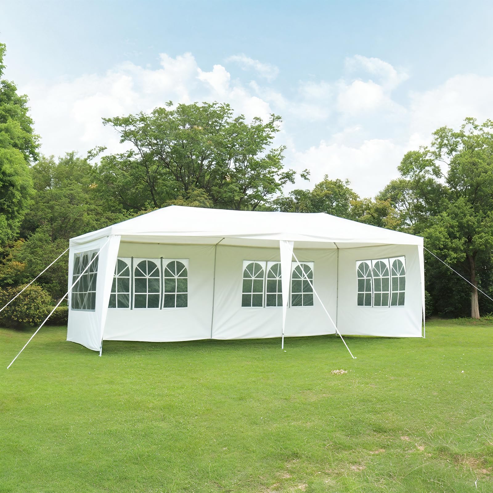 Gazebo Marquee 6x3M Canopy Party Tent with Sidewall And Windows, Outdoor Gazebo Marquee Garden Wedding Party Tent Waterproof Patio Canopy for Sun Rain Shelter (6X3m White(4 Side ）) — view 8