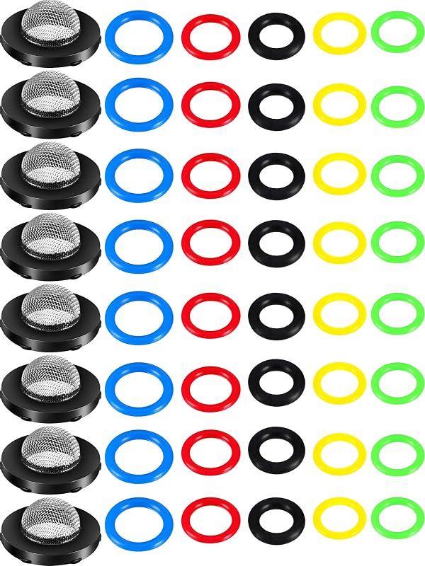 Tatuo 48 Pcs O-Ring Power Pressure Washer Kit 6 Sizes for Power, Gun | Rubber Washers Pressure Washer Gasket Rings Sealing Stainless Steel Filter for Power Pressure Washers, Pump, Wand