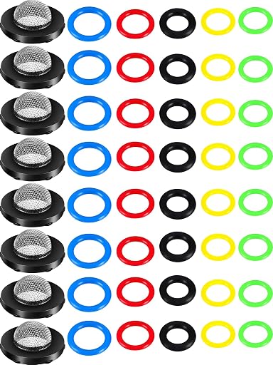 48 Pieces O-Ring Power Pressure Washer Kit 6 Sizes Sealing Stainless Steel Filter for Power Pressure Washers, Pump, Hose, Gun, Wand and Lance