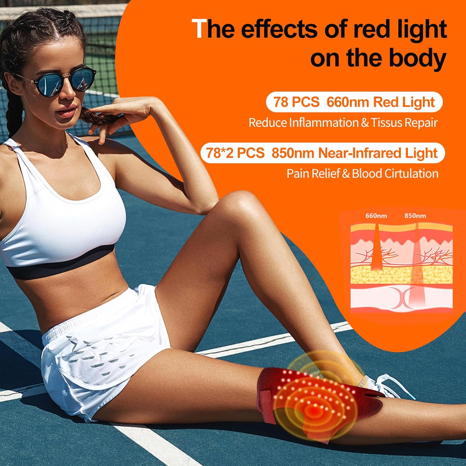 Multi-Functional Red Light Therapy Belt for Neck, Knee, Feet, Hands, etc. 660nm & 850nm Near-Infrared Light Therapy Wrap Devices with Heat for Body, Massager Mat for Pain Relief at Home - Image 4