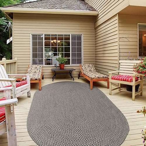 Vista 38 de DECOMALL Azure - Alfombras trenzadas para exteriores, alfombra ovalada para interiores, 3 x 5 pies, color gris
