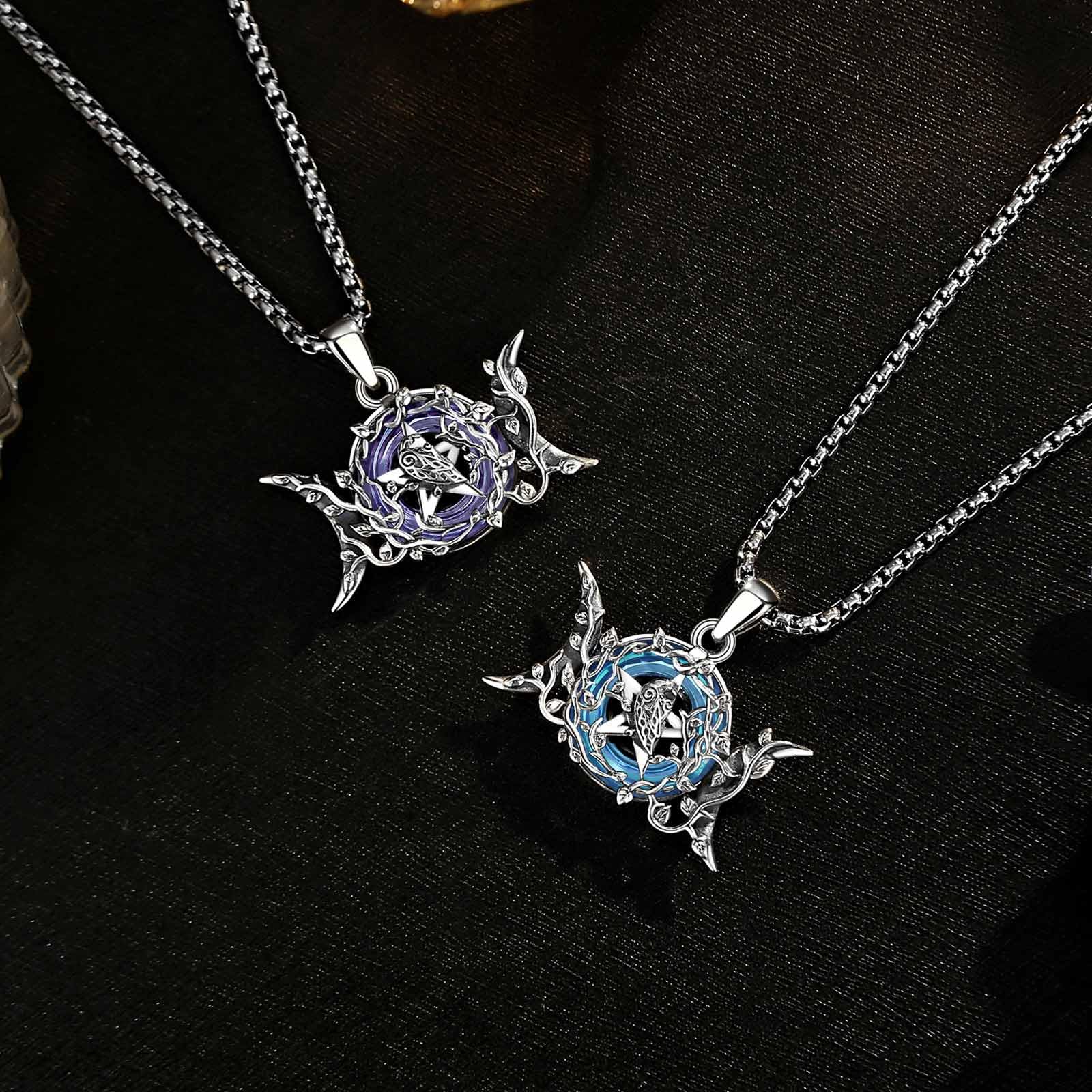 AEONSLOVE Colgante Diosa Hécate Plata de Ley 925 para Mujer, Collar Diosa Lilith Medalla Rueda de Hécate/Diosa Triple Luna, Joyas Brujería Wicca
