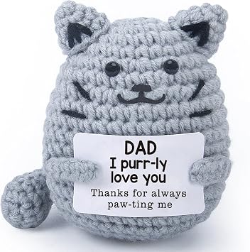 atimier Funny Crochet Gifts for Dad - Cute Cat Decor, Ideal for Birthday, Fathers Day, Christmas, Valentines Day & Easter, Paw - Some Pun to Show LoveDad Gift