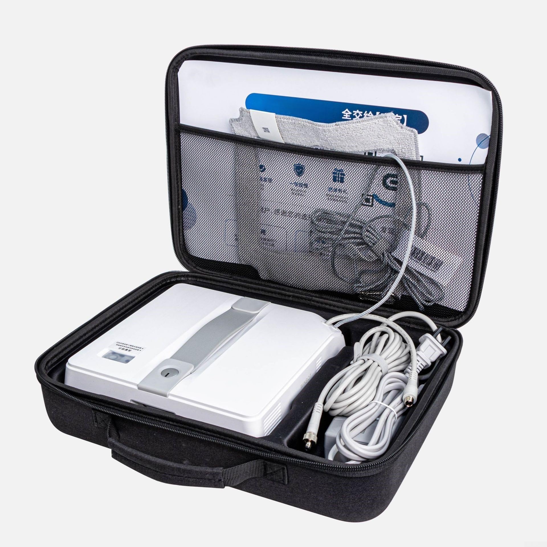 Borsa portaoggetti per ECOVACS per Mini EVA per WINBOT, organizer antiurto antigraffio con manico, doppia cerniera, tasca in rete, linguetta a due vie, custodia leggera da viaggio (nero)