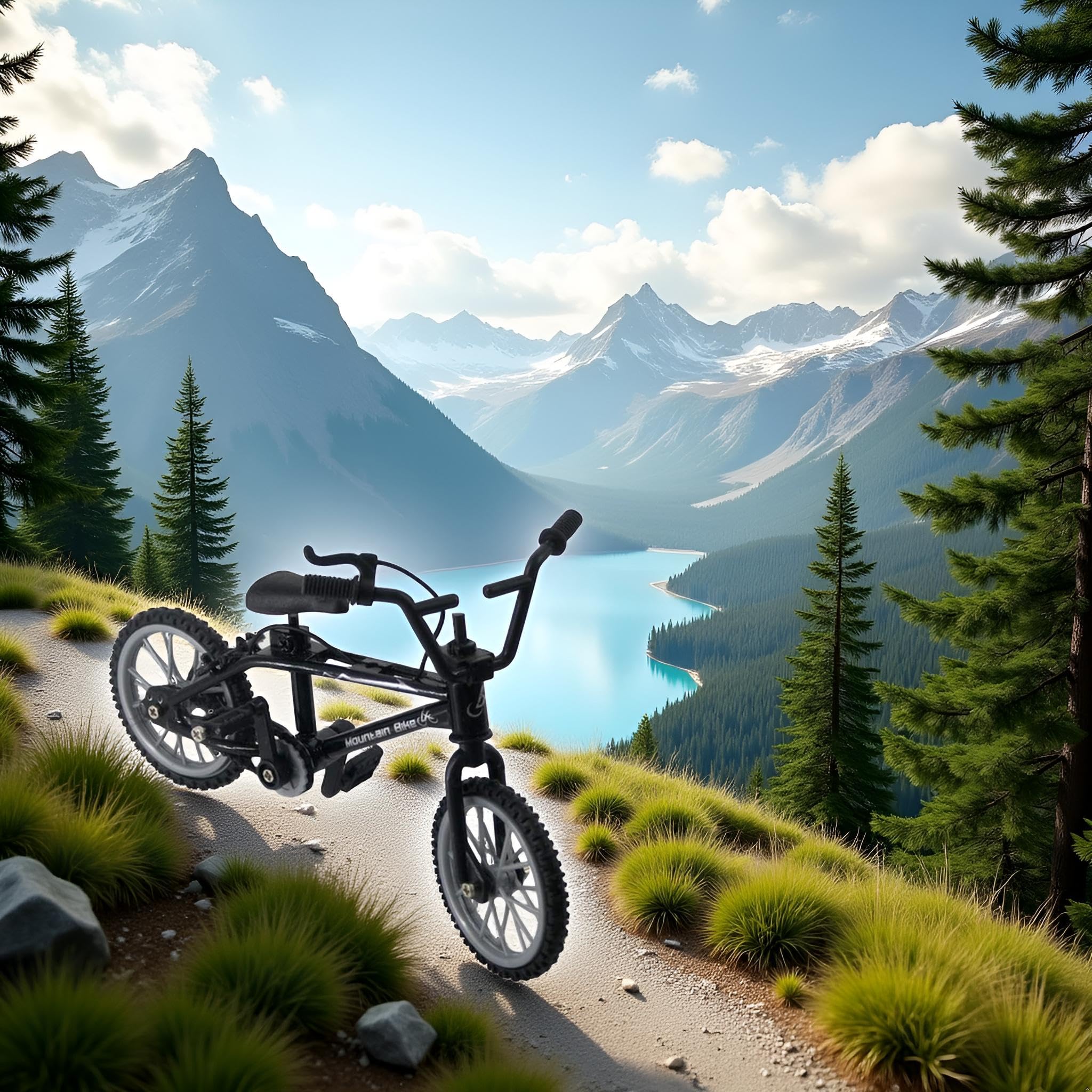 Ymhapp Black 1/18 Diecast Bike Action Figure Toy,Mini Finger Mountain Bike Bicycle Art Crafts Desktop Decor Finger Bikes - Image 4