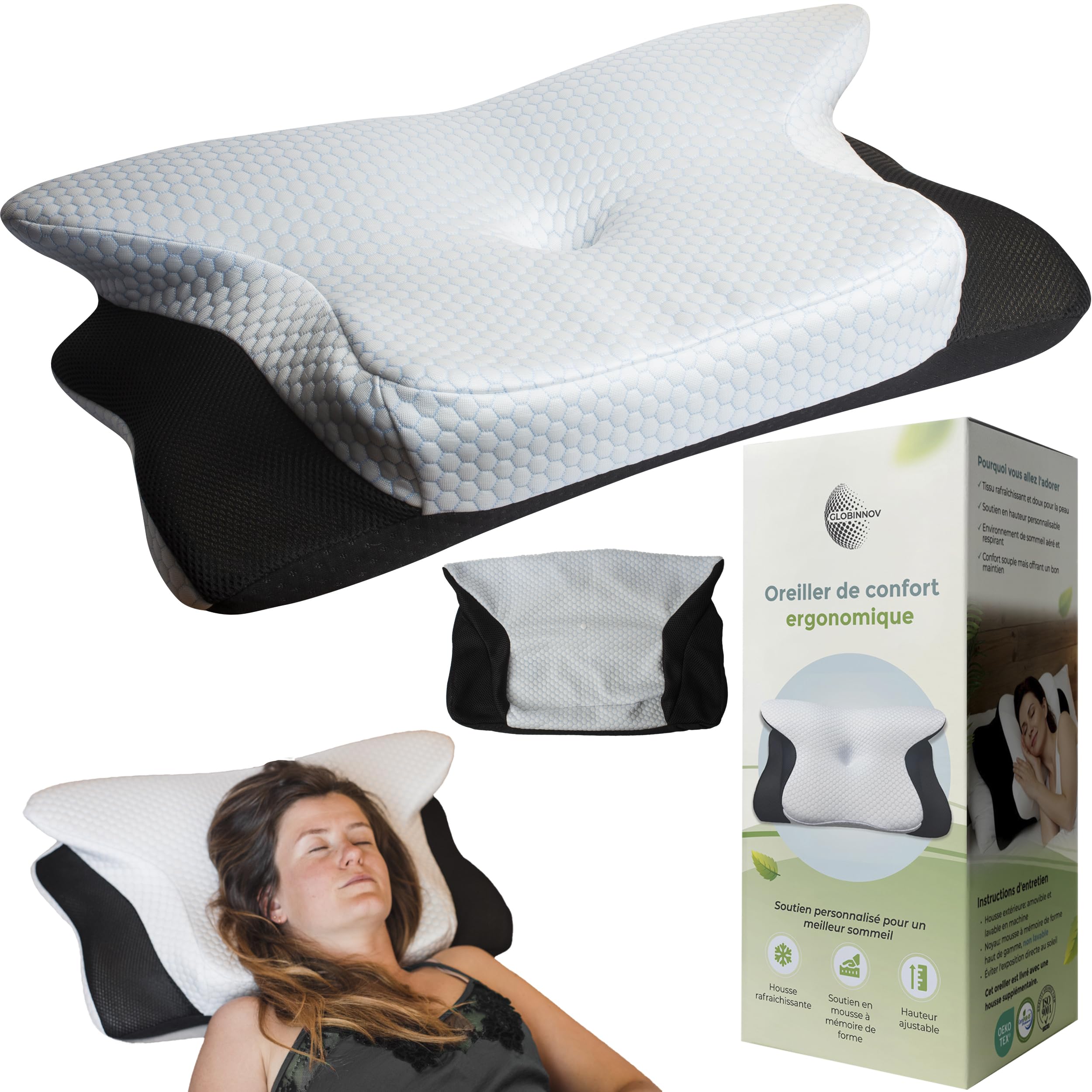 Oreiller Ergonomique Cervical à Mémoire de Forme pour Améliorer Le Sommeil