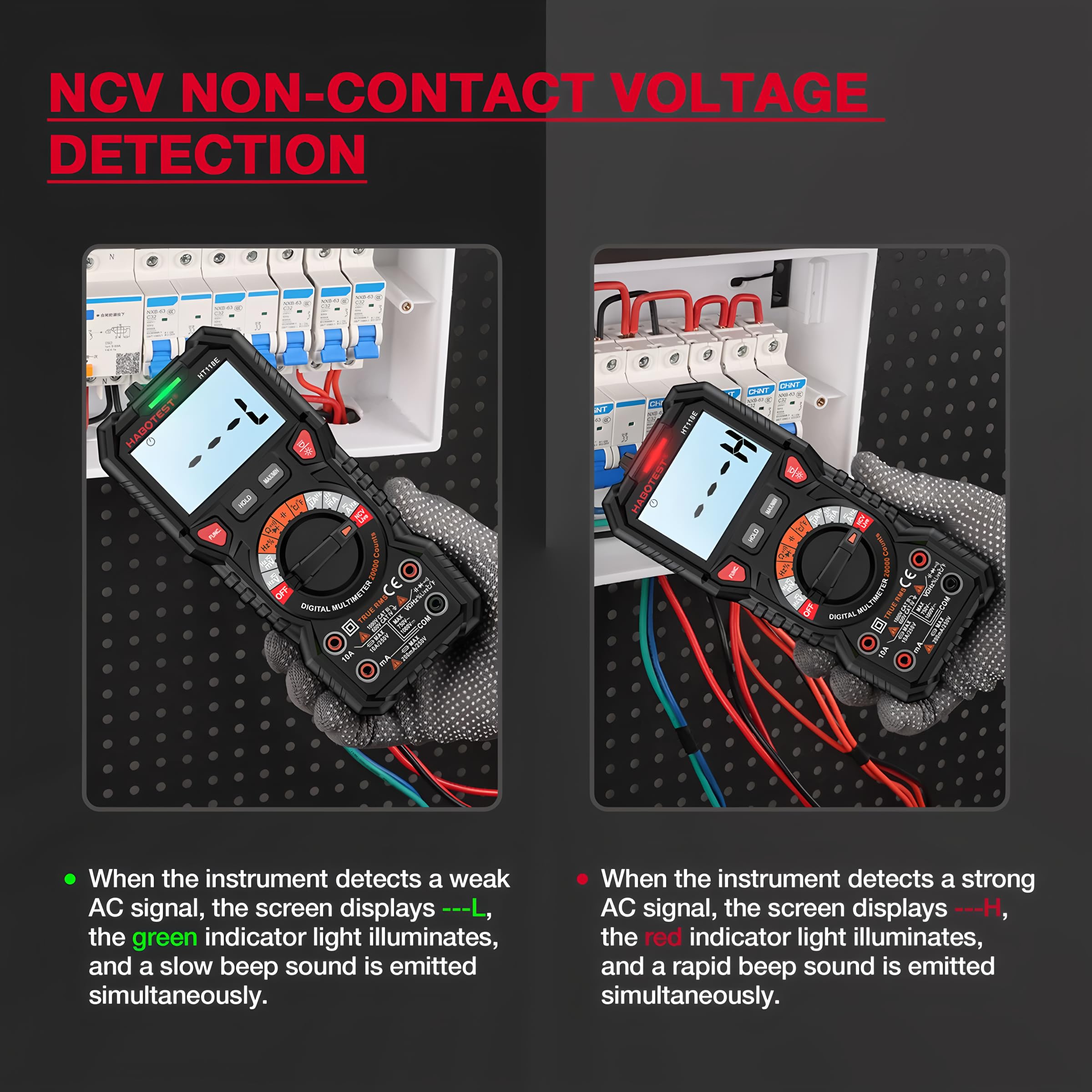 Multimetro Digitale HT118E True RMS 1000V AC/DC 6000 Conti Voltmetro Range Automatico NCV Hz Diodo ohm Tester Multimetro (HT118E)
