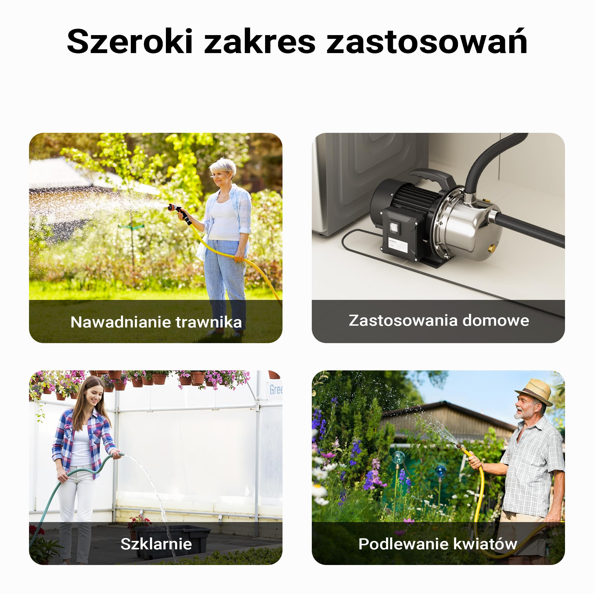 Wiltec Domowa stacja wodna JET110S 1100 W, 4600 l/h, przenośna pompa ogrodowa ze stali nierdzewnej, hydrofor, pompa elektryczna