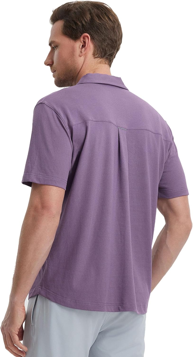 M MAELREG Button Down Shirt Men Moisture Wicking Dry Fit Pique Performence Cool Breathable Mens Summer Shirts Short Sleeve