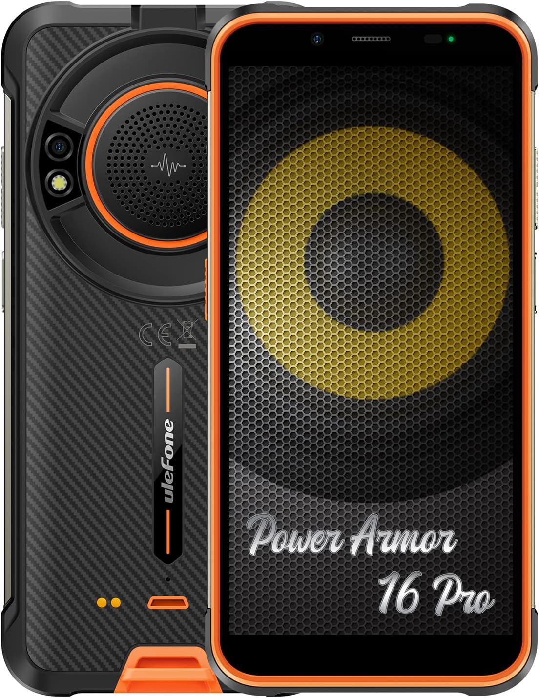 CXKJ Custodia per Ulefone Power Armor 16 PRO (5.93 Pollice) + Pellicola Vetro Temperato,Nero Cover Morbido Silicone Custodie TPU Cover,per Power Armor 16 PRO Antiurto Case - A20