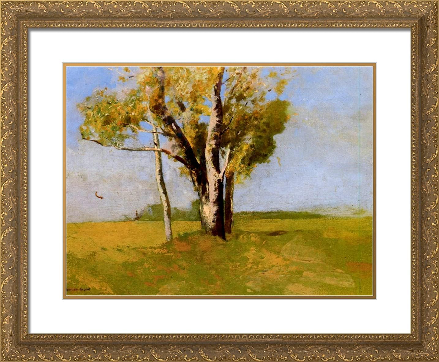 ArtDirect Redon, Odilon 24x20 Gold Ornate Framed Art Print with Double Matting Titled: Trees ll