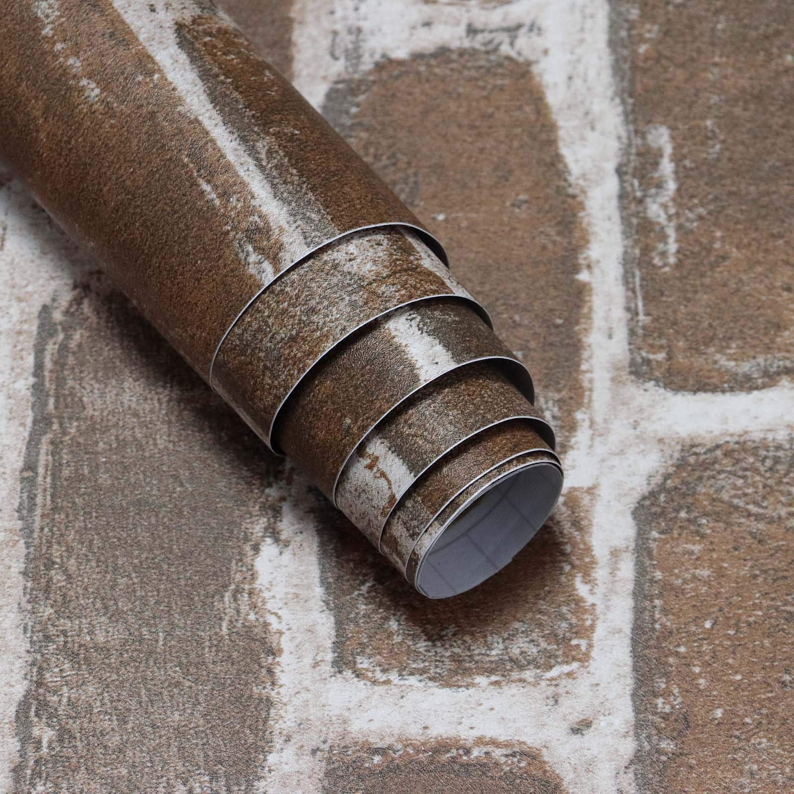 45x300cm Brick Wallpaper Brown Brick Effect Self Adhesive Peel and Stick on Wallpaper Brick