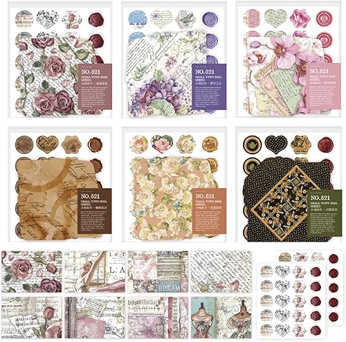 VEINARDYL - Juego de 240 sobres de papel decorativos vintage, papel estacionario antiguo para regalo, sobre monedas, tarjetas de felicitación,