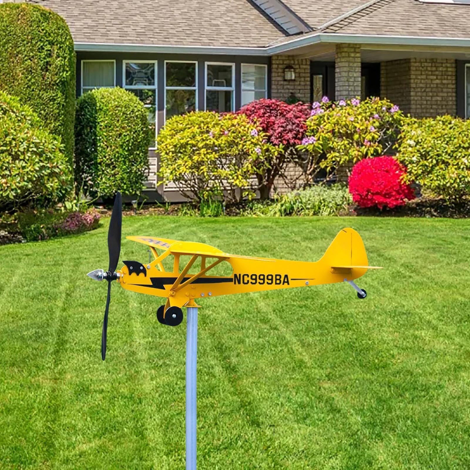 Aereo Segnavento Da Giardino In Metallo, Banderuola Segnavento Aereo, Banderuola Per Aereo Piper J3, Indicatore Di Direzione Del, Campanello A Ven-to Decorazione Per Giardino Tetto Esterni