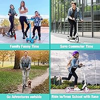 Vista 8 de BELEEV V5 Scooters para niños de 6 años en adelante, scooter plegable de 2 ruedas para adultos y adolescentes, 4 manillares ajustables, ruedas