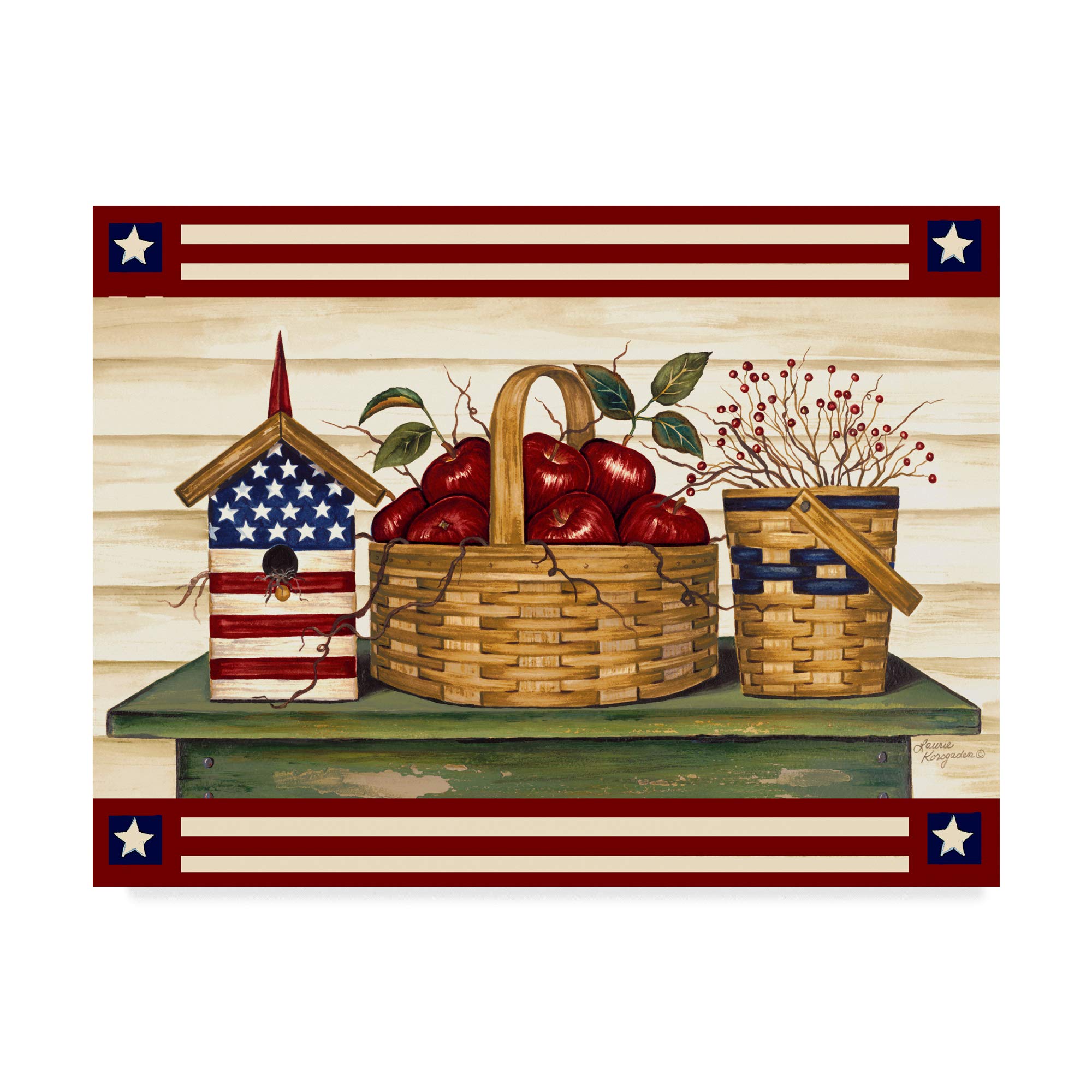 Trademark Fine Art ALI41904-C3547GG Apple Basket 1 by Laurie Korsgaden, 35x47-Inch, 35x47, Multicolor