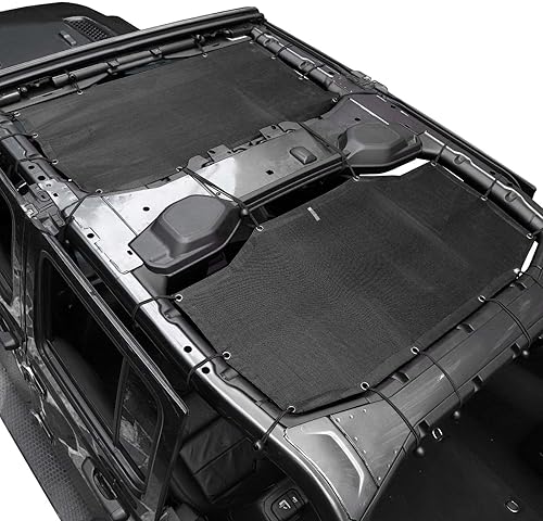 JeCar JLU - Parasol de malla que proporciona protección solar UV para Jeep Wrangler 2018-2022 JL Unlimited de 4 puertas delantera y trasera, 2 piezas