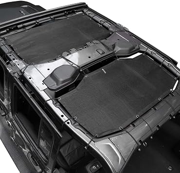 JeCar JLU Sun Shade Mesh Sunshade Provides UV Sun Protection Compatible with Jeep Wrangler 2018-2024 JL Unlimited 4 Door Front & Rear, 2 Pieces
