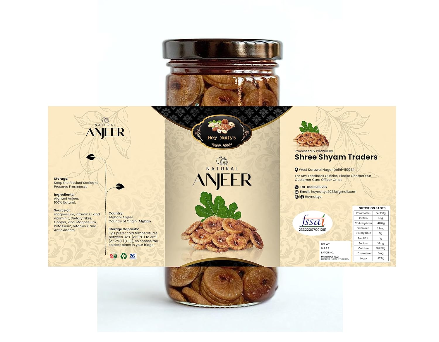Hey Nutty's Healthy Dry Fruit Dried Figs Afghani Anjeer 1KG Afghani Anjeer Figs Dry Fruits